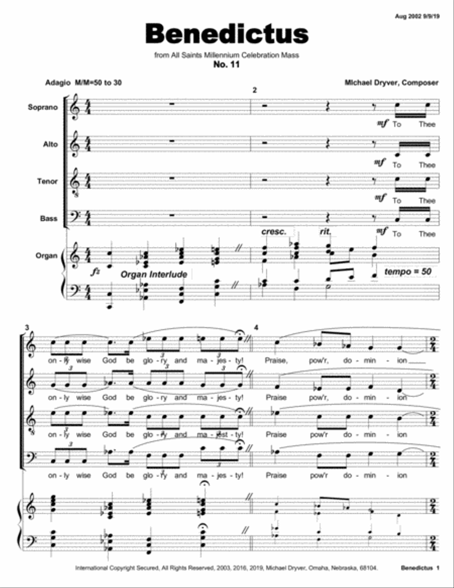 Benedictus (from All Saints Millennium Celebration Mass) 4-Part scores gallery preview page 1