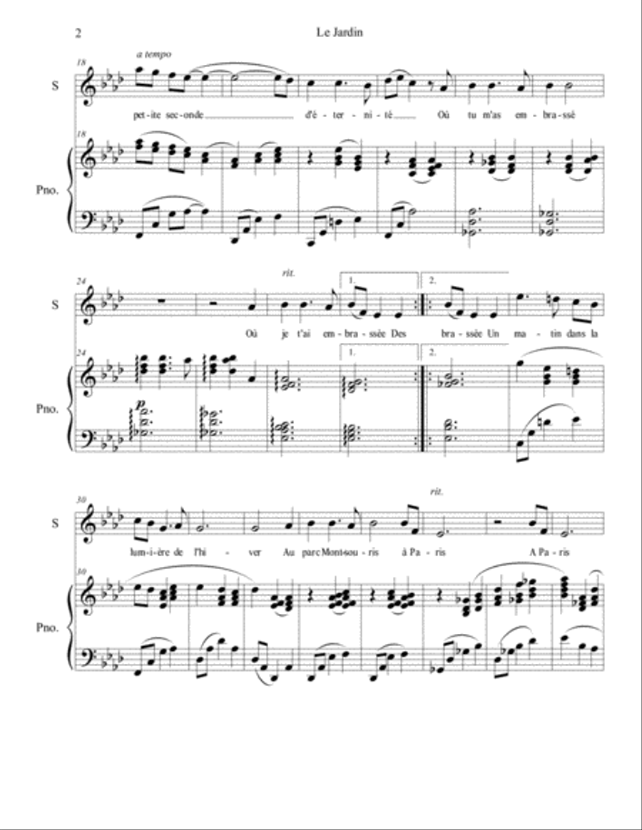 Le Jardin High Voice scores gallery preview page 2