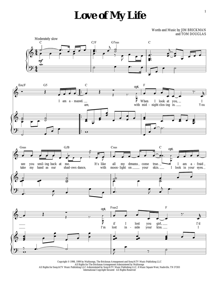 Love Of My Life Piano, Vocal scores gallery preview page 1