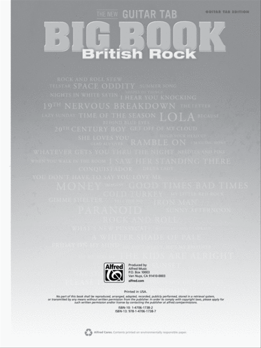 The New Guitar Big Book of Hits -- British Rock Guitar Tablature scores gallery preview page 7