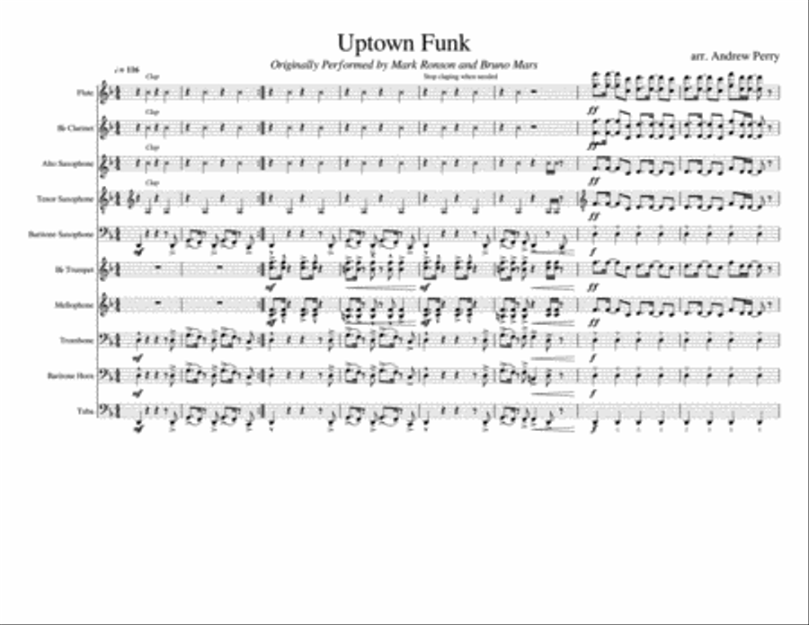 Uptown Funk Small Ensemble scores gallery preview page 1
