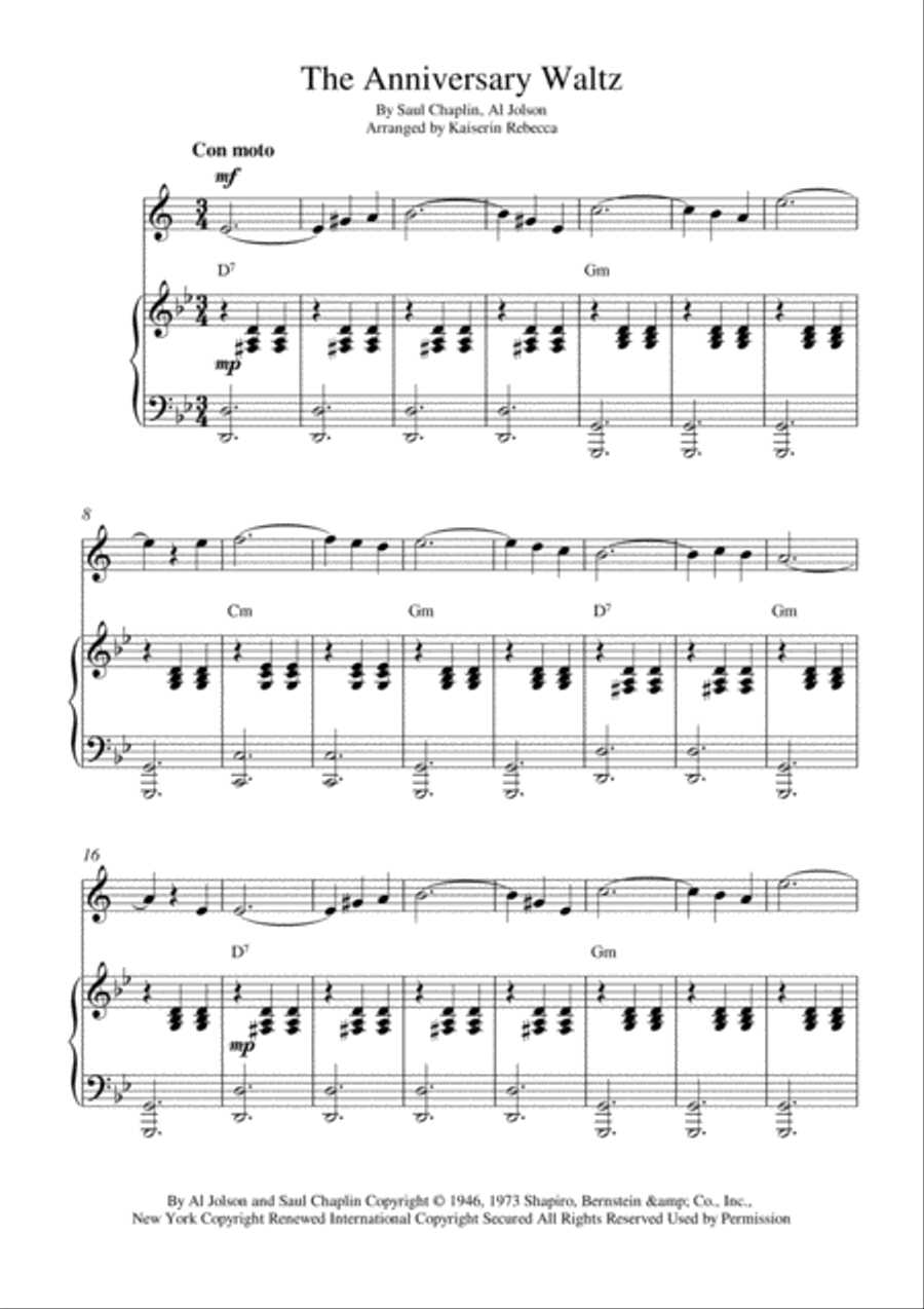 The Anniversary Waltz Trumpet Solo scores gallery preview page 1