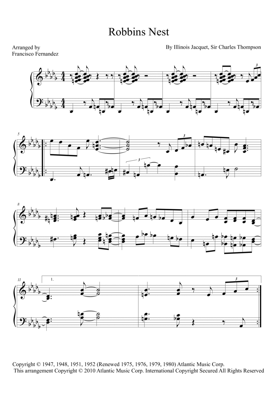 Robbins Nest Piano Solo scores gallery preview page 1