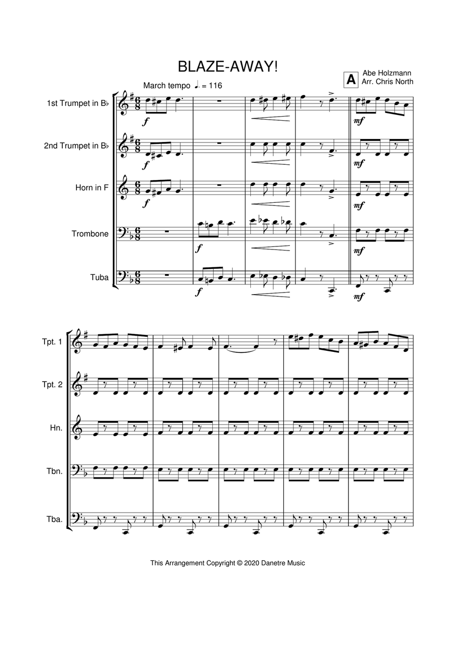 Blaze-Away (Brass Quintet) Brass Quintet scores gallery preview page 2