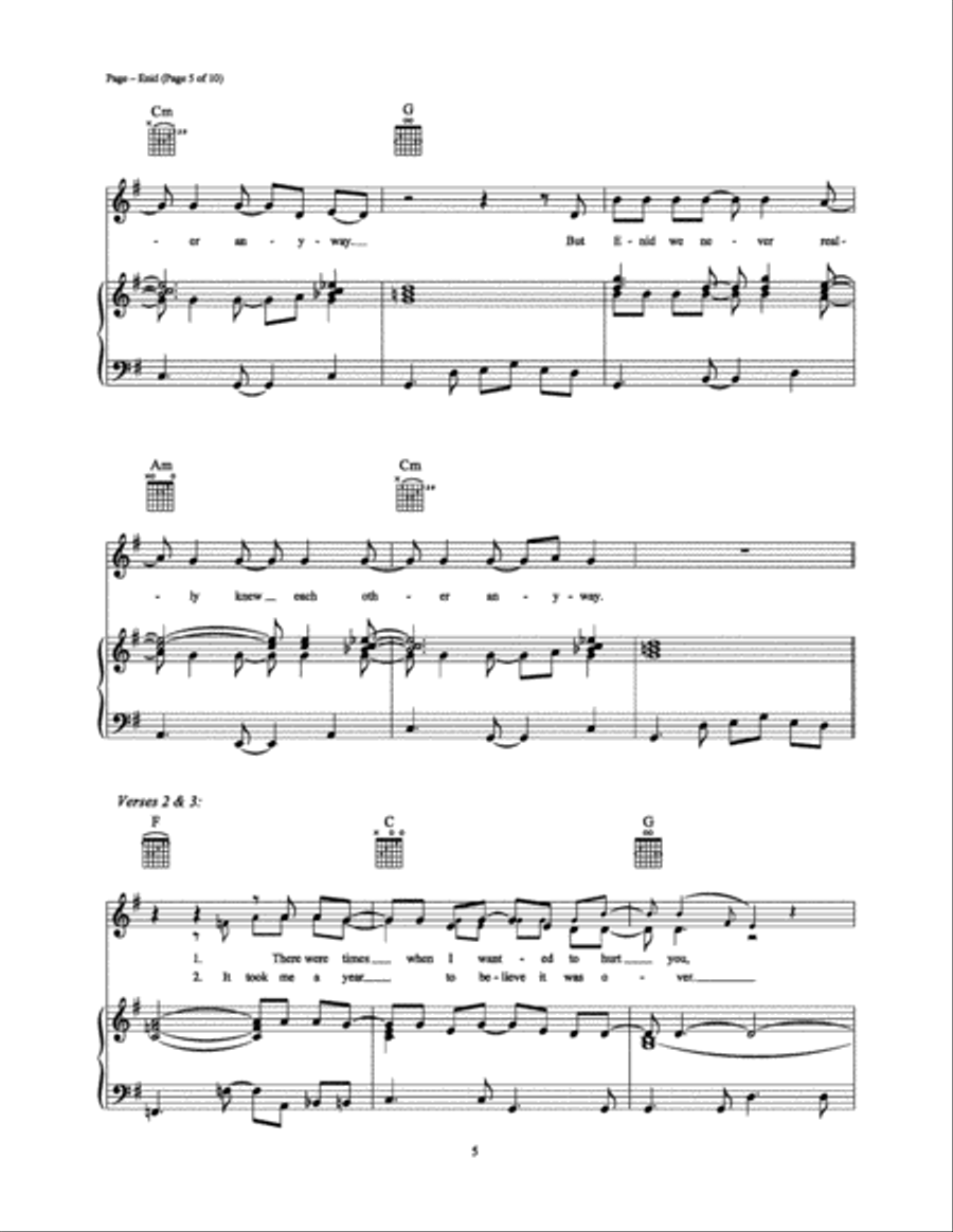 Enid Enid Piano, Vocal, Guitar scores gallery preview page 5
