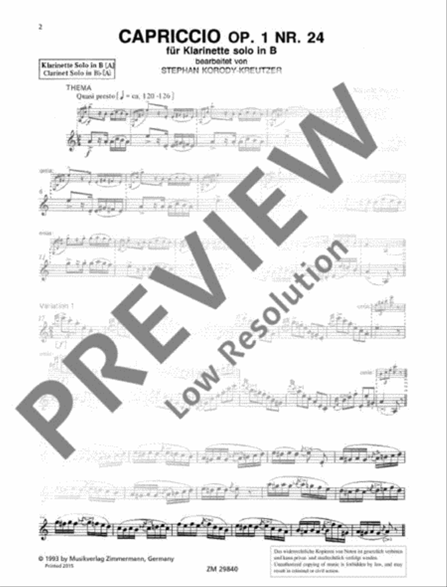 Capriccio Capriccio B-Flat Clarinet scores gallery preview page 3
