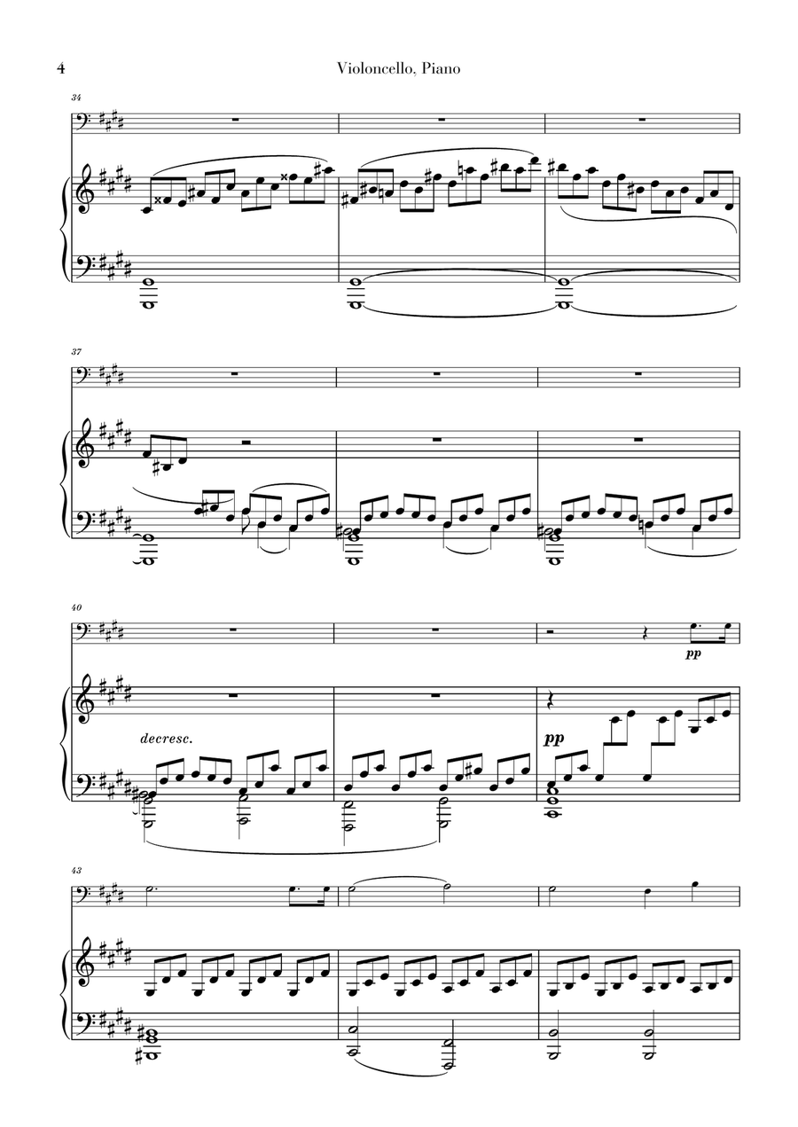 Moonlight Sonata for Cello and Piano Piano scores gallery preview page 4