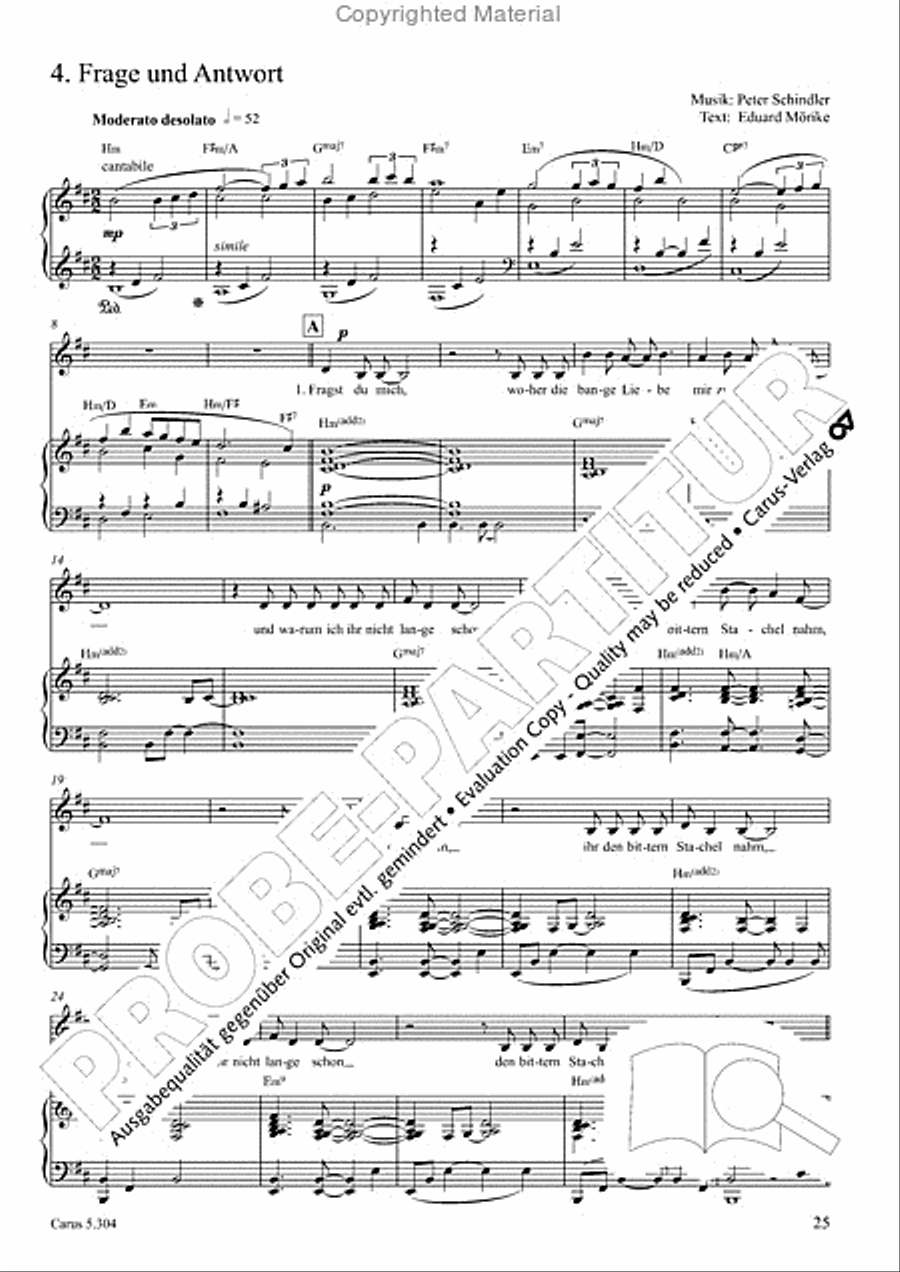 Schindler: Rosenzeit. Ein Liederzyklus uber die Liebe. Chansons fur Singstimme und Klavier Piano scores gallery preview page 26