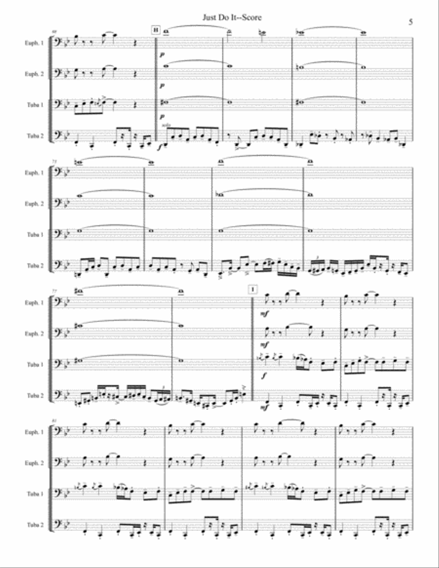 Just Do It - Tuba/Euphonium Quartet Brass Ensemble scores gallery preview page 5