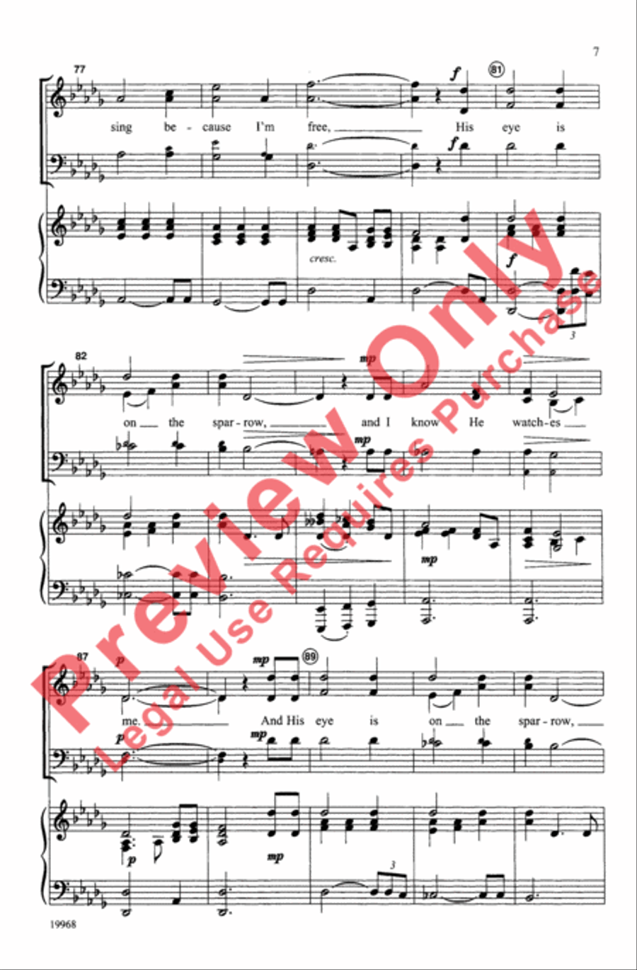 His Eye Is on the Sparrow 4-Part scores gallery preview page 7
