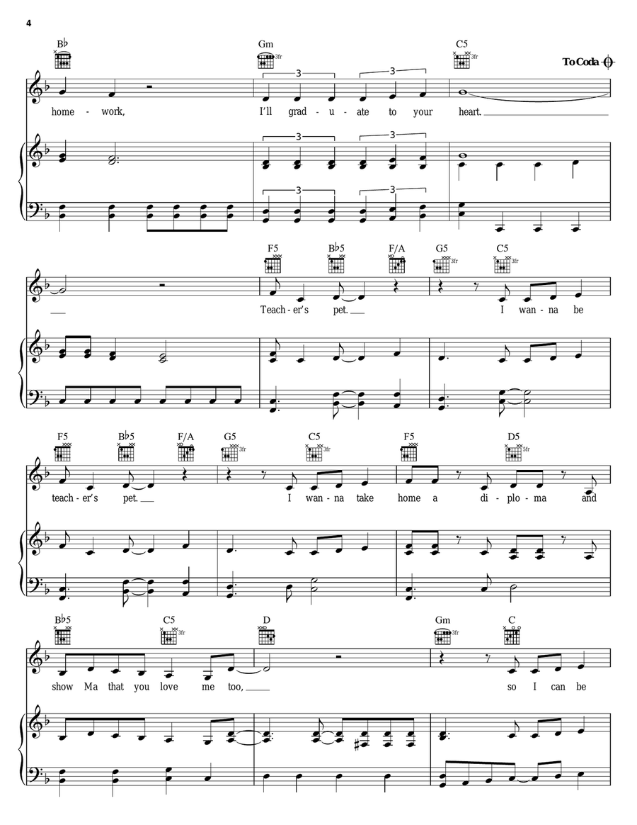 Teacher's Pet Piano, Vocal, Guitar scores gallery preview page 4