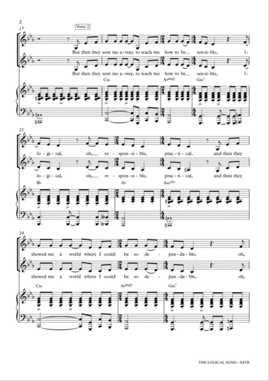 The Logical Song 4-Part scores gallery preview page 2