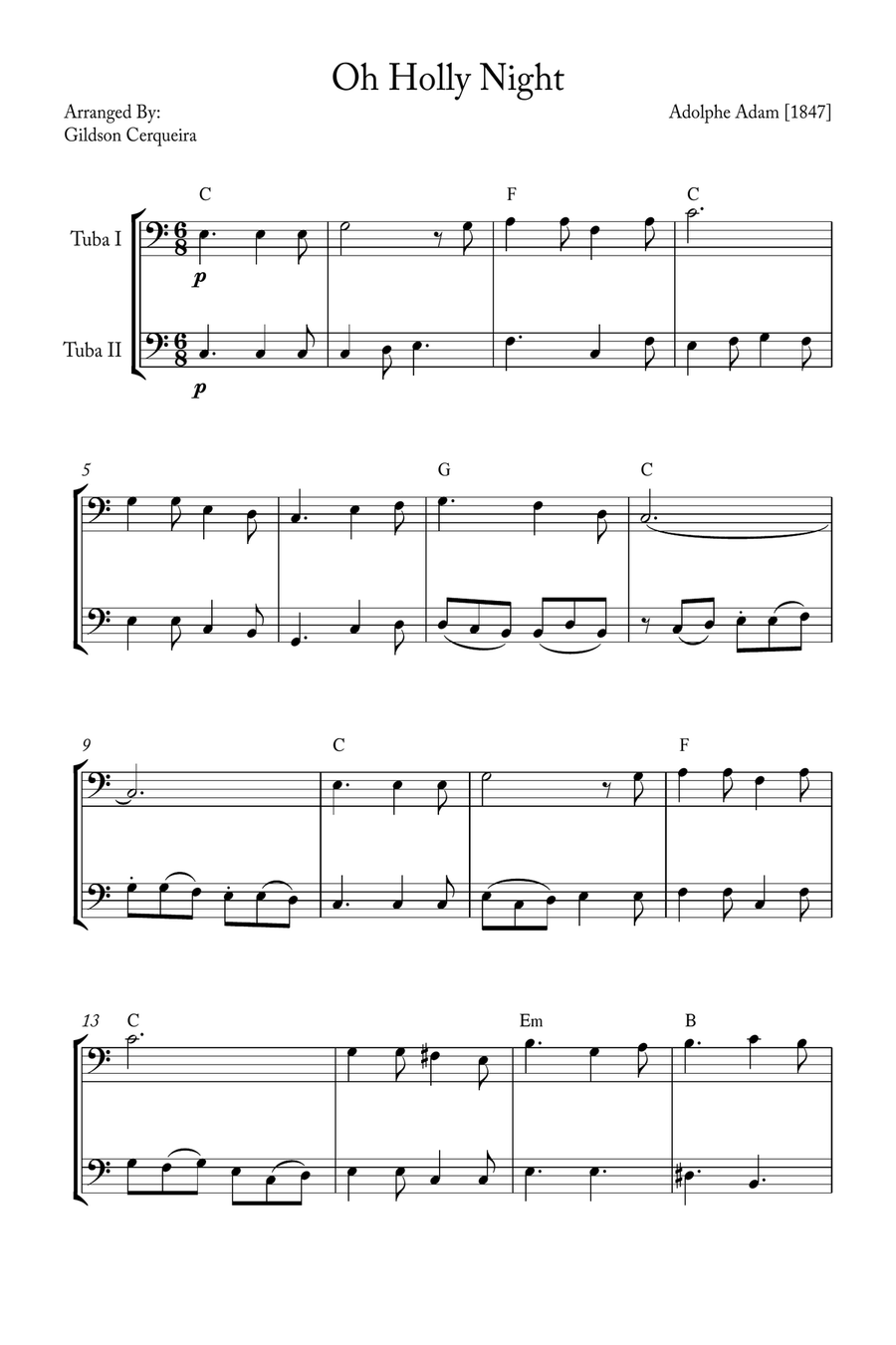 Oh Holy night Brass Duet scores gallery preview page 1