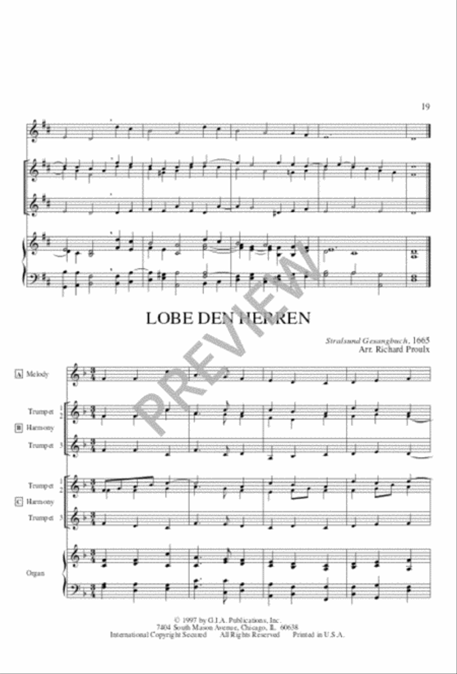 Twelve Hymn Settings for Three Trumpets and Organ Trumpet Trio scores gallery preview page 17