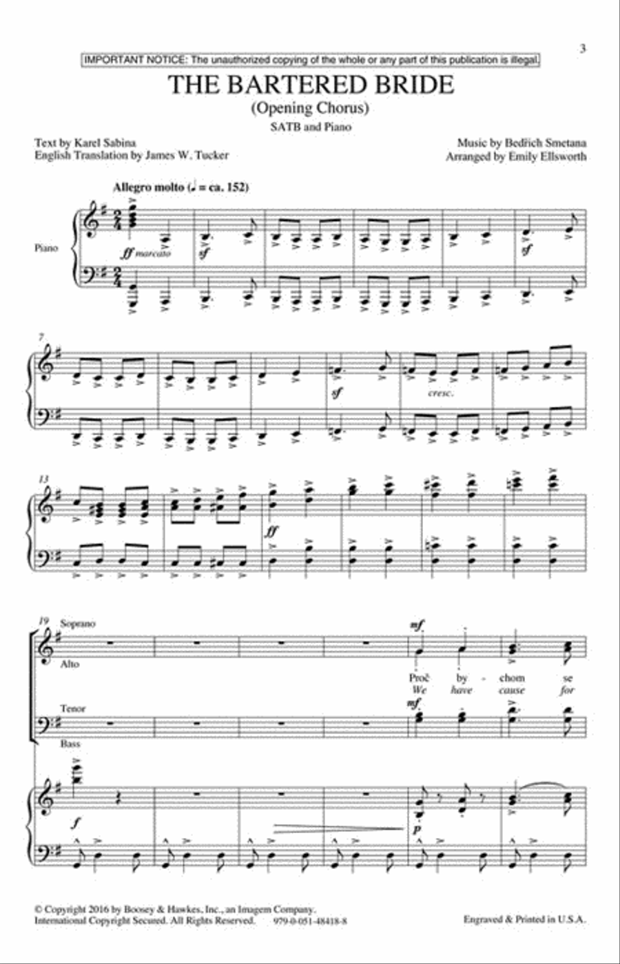 The Bartered Bride (Opening Chorus) 4-Part scores gallery preview page 2
