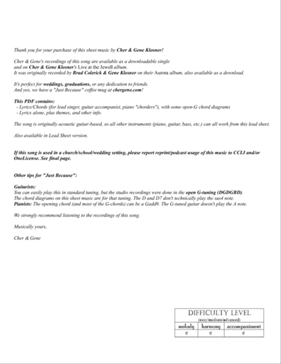 Just Because [Lyrics/Chords] Acoustic Guitar scores gallery preview page 2