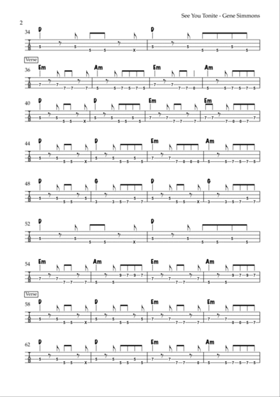 See You Tonight Guitar Tablature scores gallery preview page 2