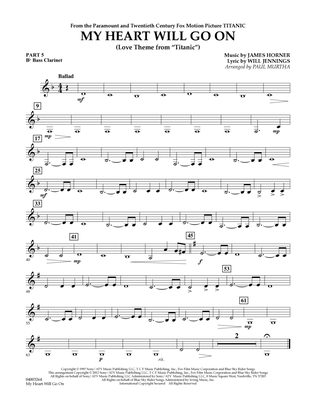 Book cover for My Heart Will Go On (Love Theme from Titanic) - Pt.5 - Bb Bass Clarinet