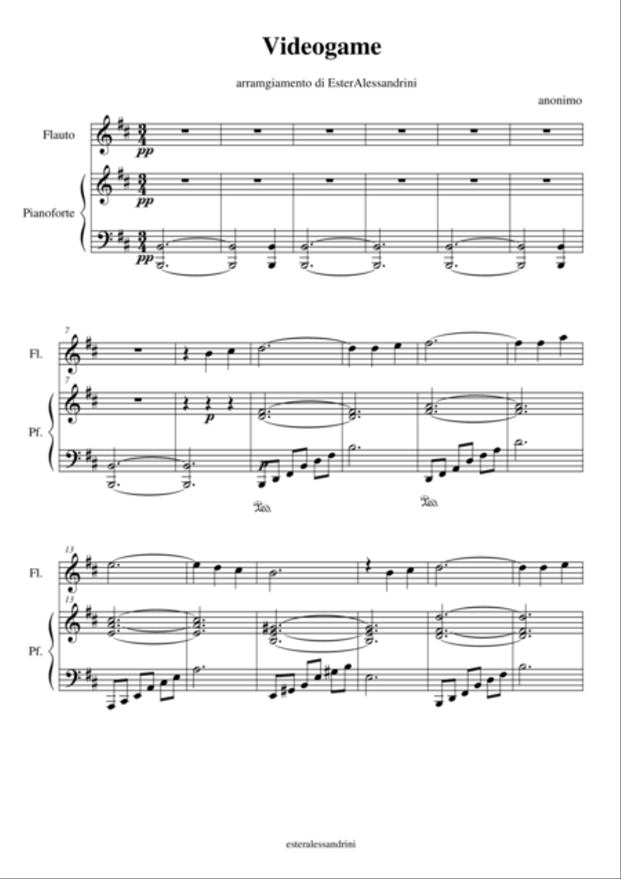 Videogame per flute and piano Flute Solo scores gallery preview page 1
