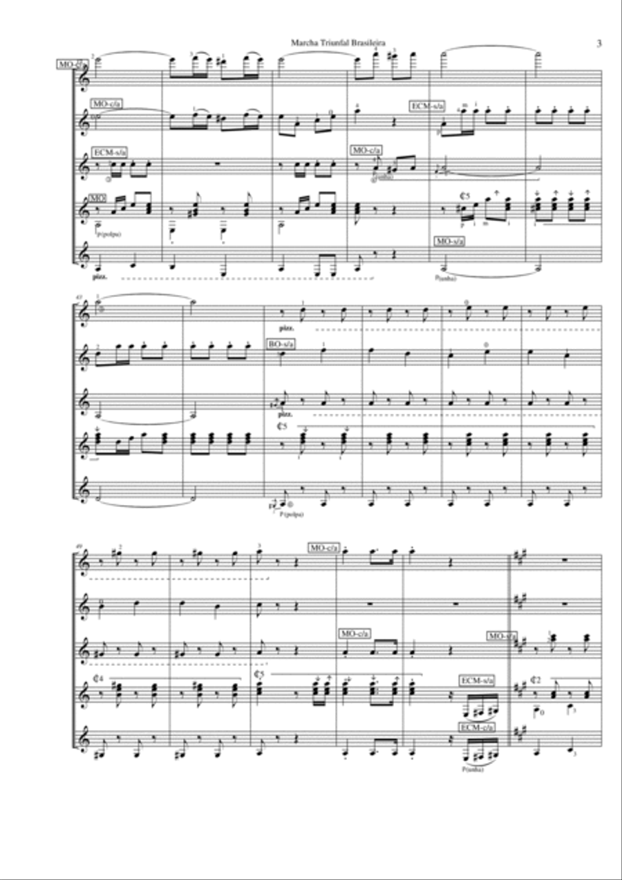 Marcha Triunfal Brasileira Guitar Ensemble scores gallery preview page 3