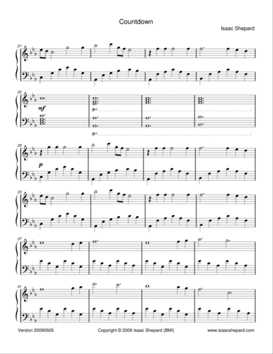 Countdown Piano Solo scores gallery preview page 2