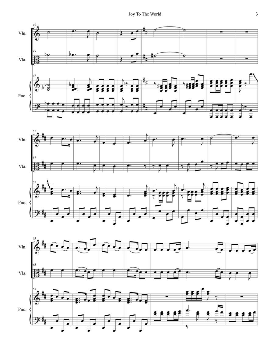 Joy To The World (Duet for Violin and Viola) String Duet scores gallery preview page 4