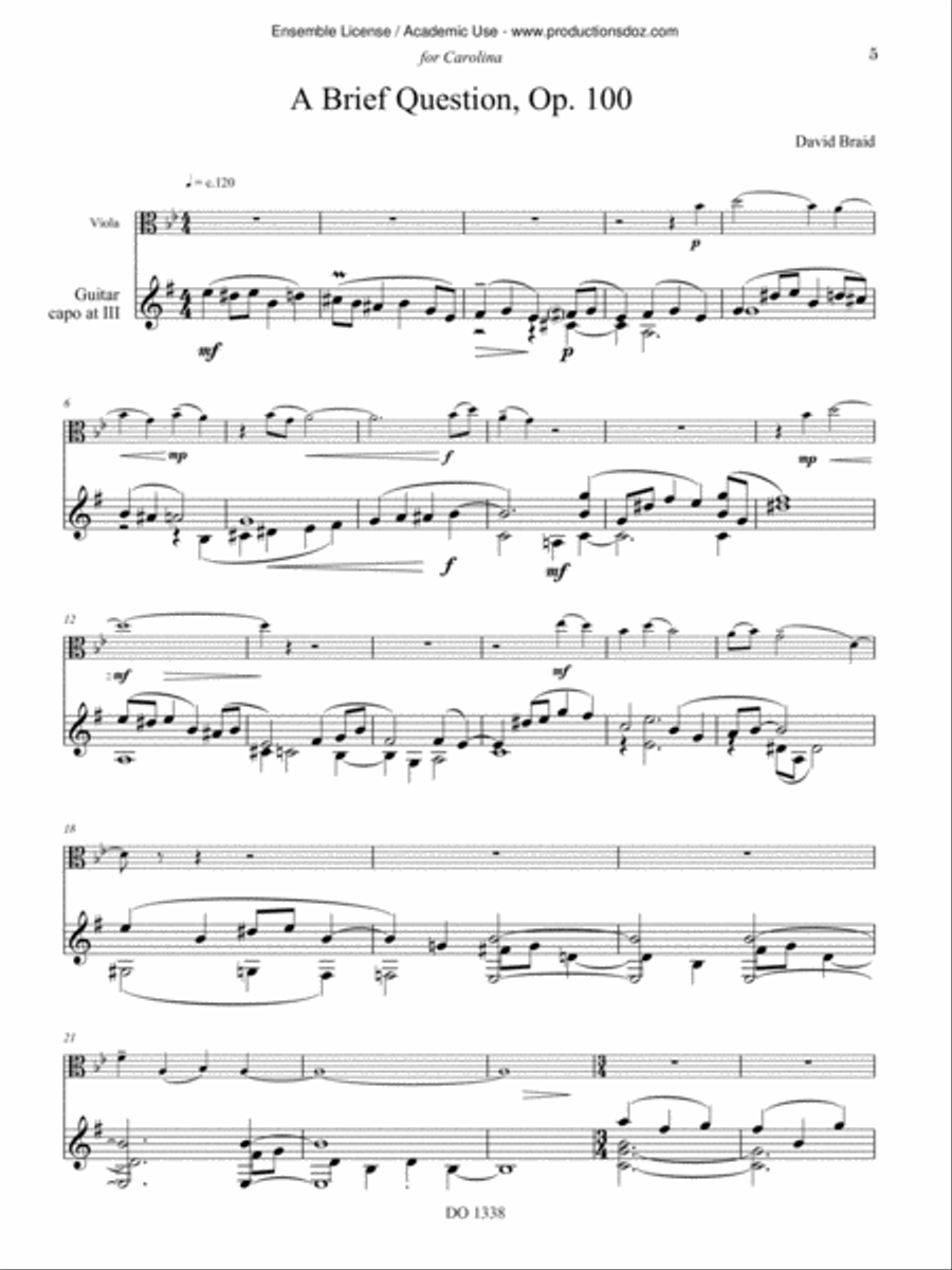 Four brief works for viola and guitar Viola scores gallery preview page 5
