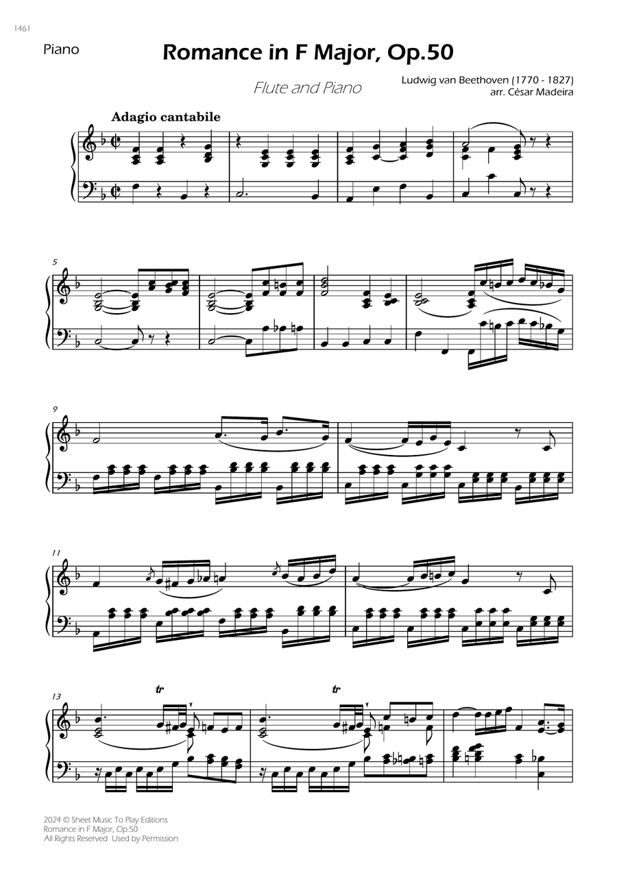 Romance in F Major, Op.50 - Flute and Piano (Individual Parts) Flute scores gallery preview page 6