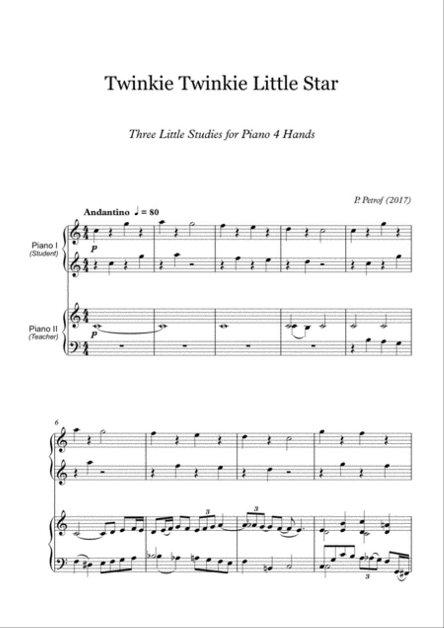 Twinkie Twinkie Little Star - Three Little Studies for piano 4 hands Piano Method scores gallery preview page 2