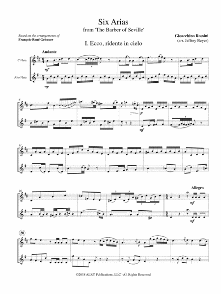 Six Arias from The Barber of Seville for C Flute and Alto Flute