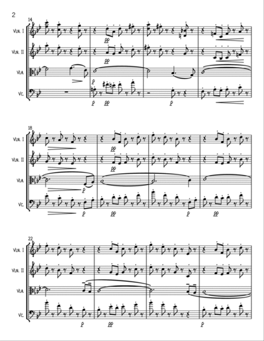 The Humming Chorus from MADAME BUTTERFLY - String Quartet Choir scores gallery preview page 2
