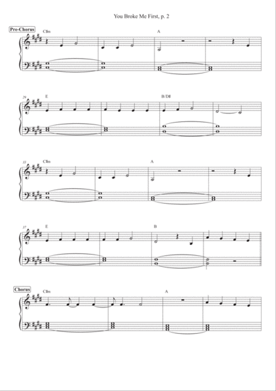 You Broke Me First Easy Piano scores gallery preview page 2