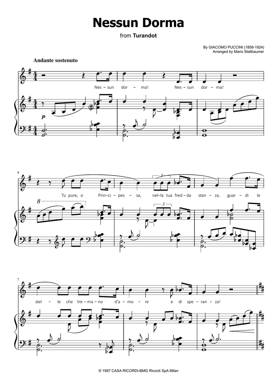 Nessun Dorma Voice scores gallery preview page 1