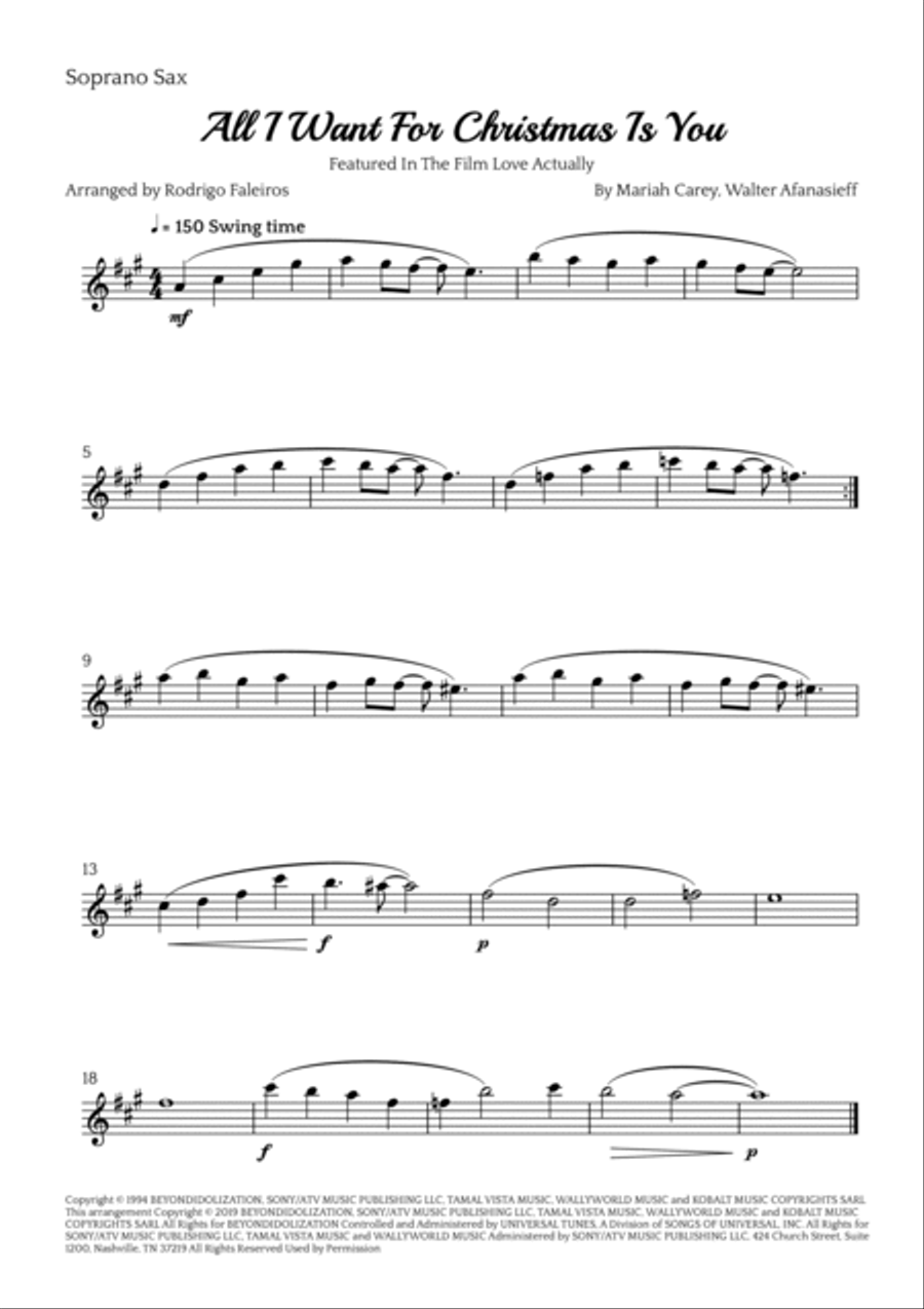 All I Want For Christmas Is You Saxophone Quartet scores gallery preview page 4