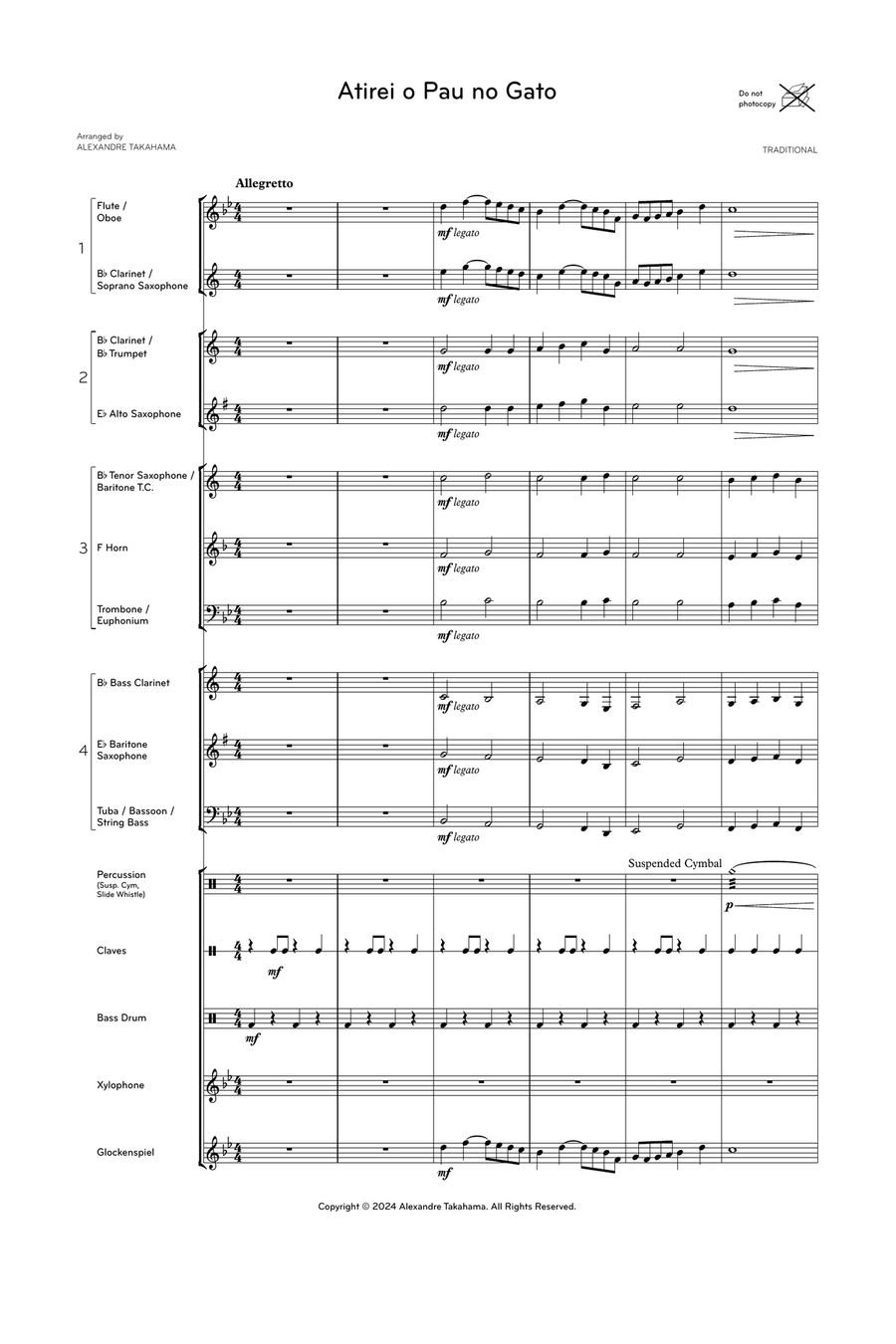 Atirei o Pau no Gato - Score Only Concert Band scores gallery preview page 3