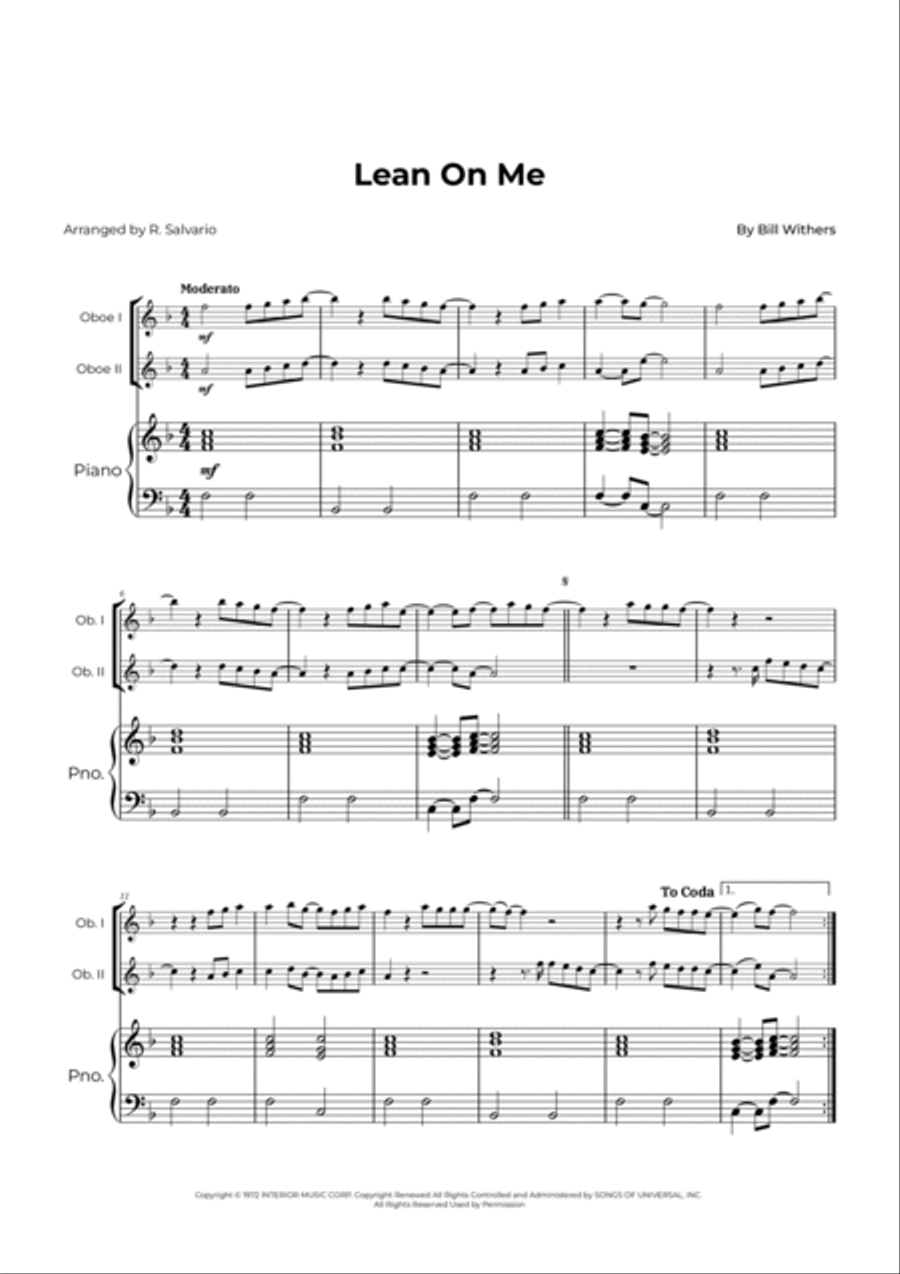 Lean On Me Lean On Me Piano scores gallery preview page 2