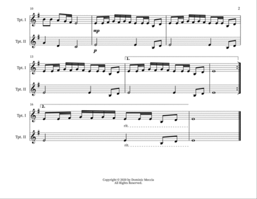 Zum Gali Gali Trumpet Duet scores gallery preview page 2