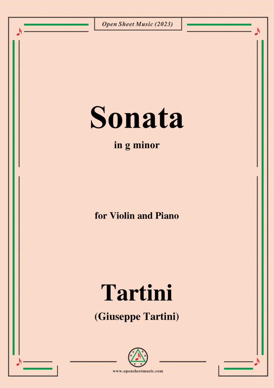 Tartini-Violin Sonata,in g minor,for Violin and Piano Violin Solo scores gallery preview page 1