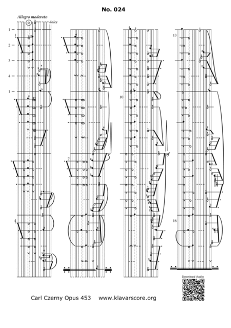 Czerny's 110 Easy and Progressive Exercises Opus 453, Ex. 23-44 KlavarScore notation (Lettter/A4) image number null