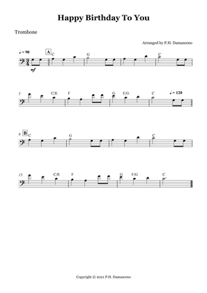 Book cover for Happy Birthday To You - Trombone Solo with Chords