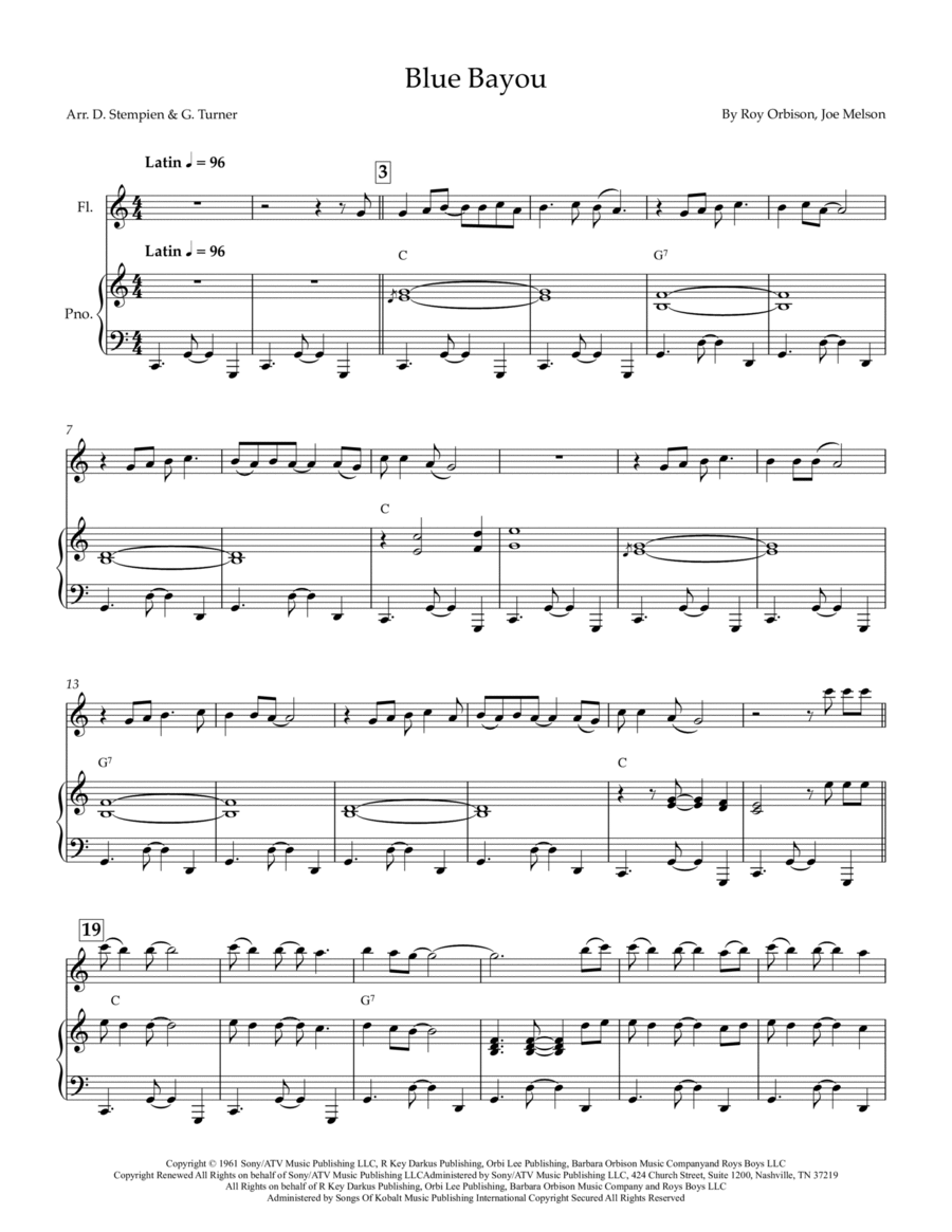 Blue Bayou Blue Bayou Flute scores gallery preview page 1