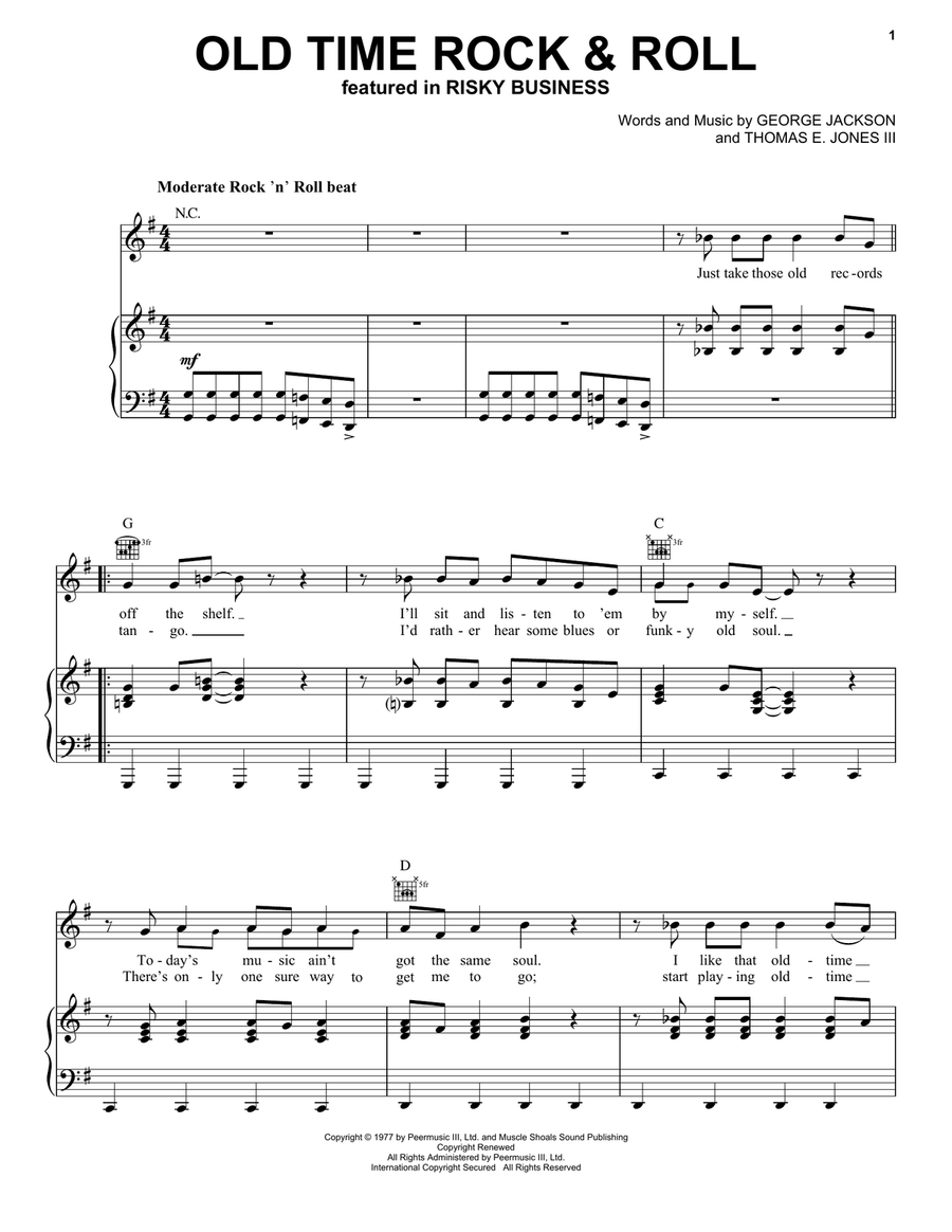 Old Time Rock & Roll Piano, Vocal, Guitar scores gallery preview page 1