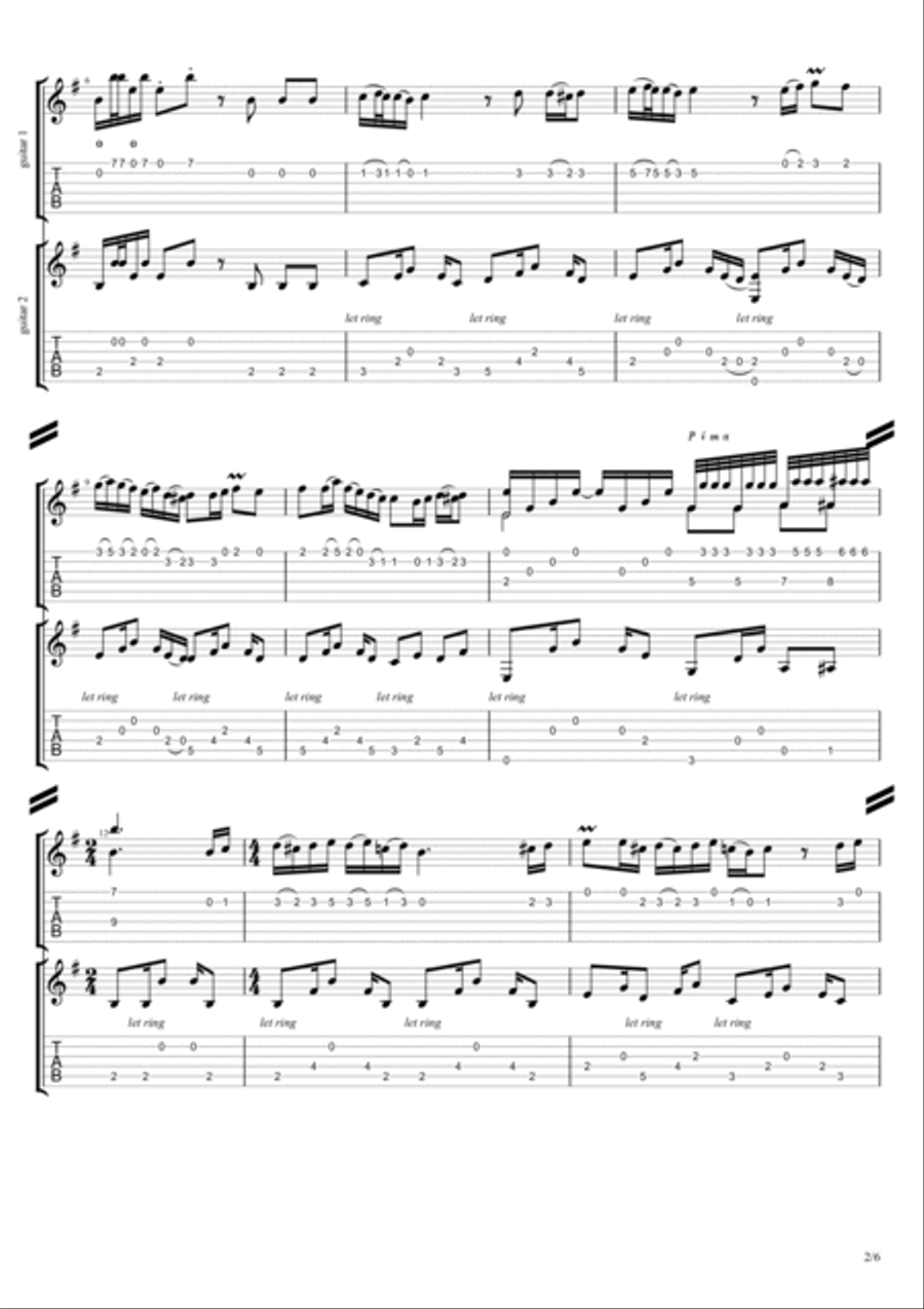Raftim az in bagh (رفتیم از این باغ) Afghan folk song for 2 guitars Acoustic Guitar scores gallery preview page 2