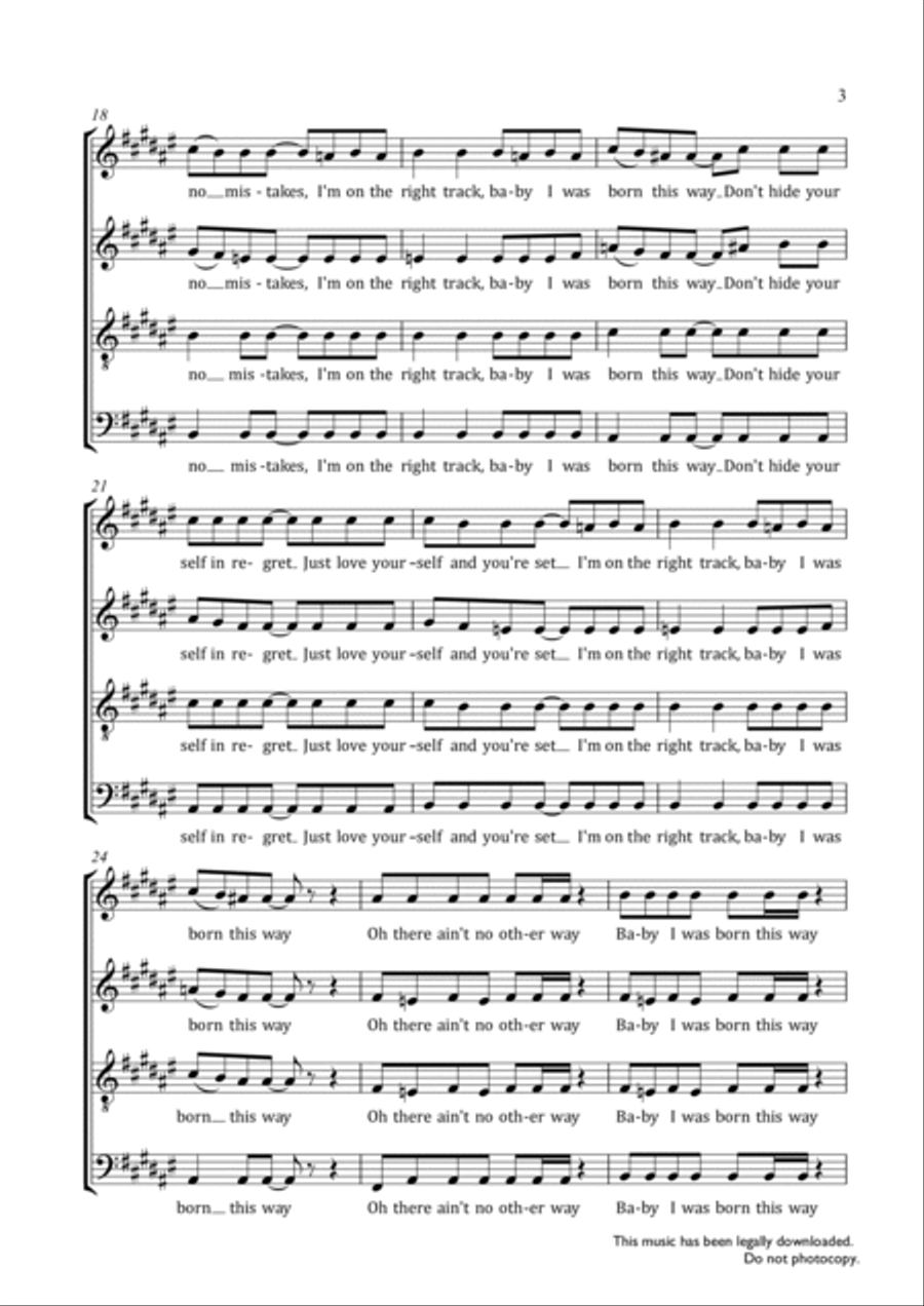 Born This Way 4-Part scores gallery preview page 3