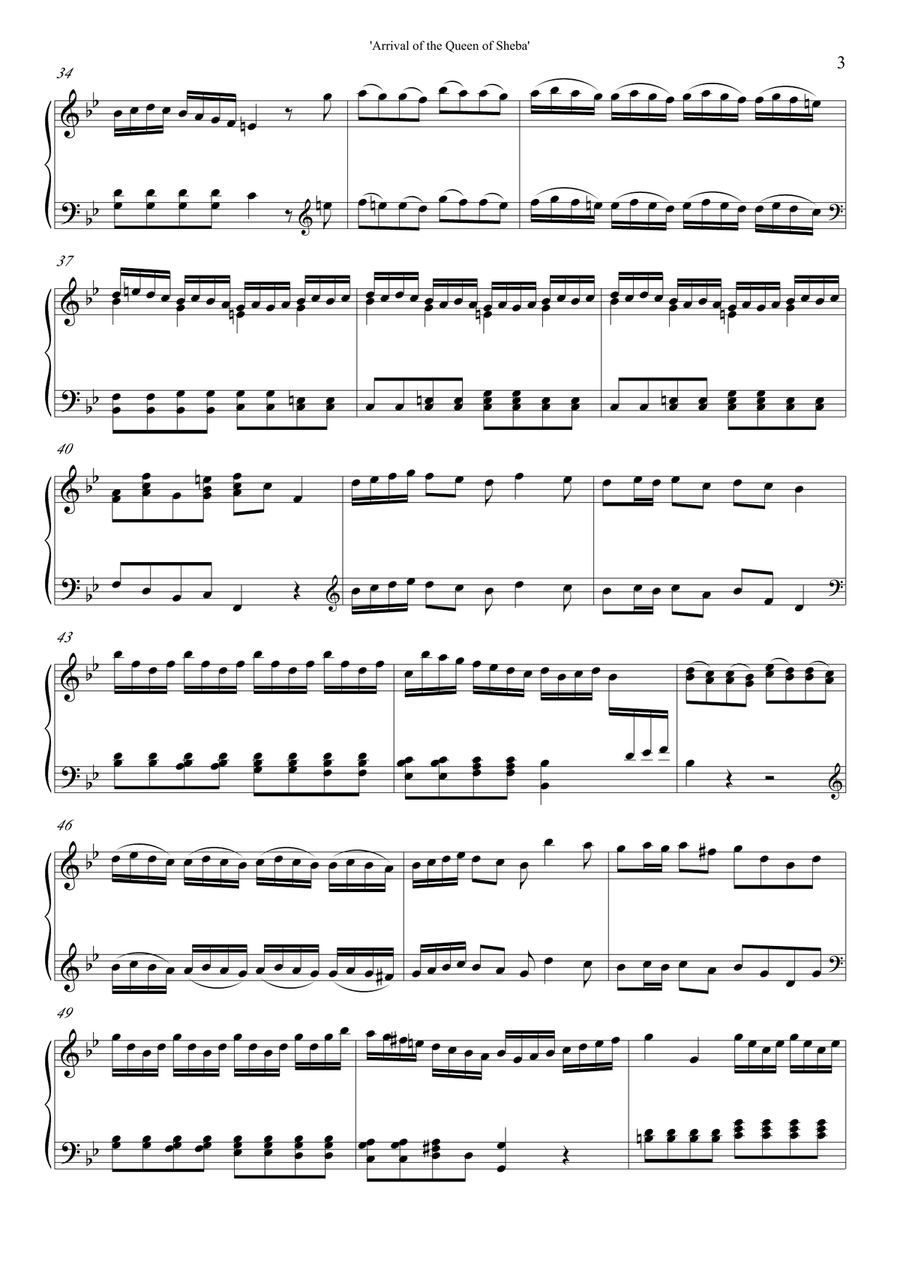 Arrival of the queen of Sheba Piano Solo scores gallery preview page 3