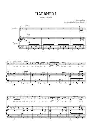 Bizet • Habanera from Carmen in C minor [Cm] | soprano sheet music with piano accompaniment