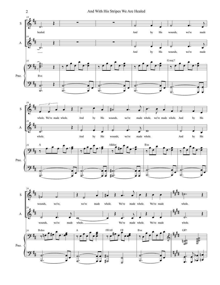 And With His Stripes We Are Healed (2-part choir - (SA) SA scores gallery preview page 2