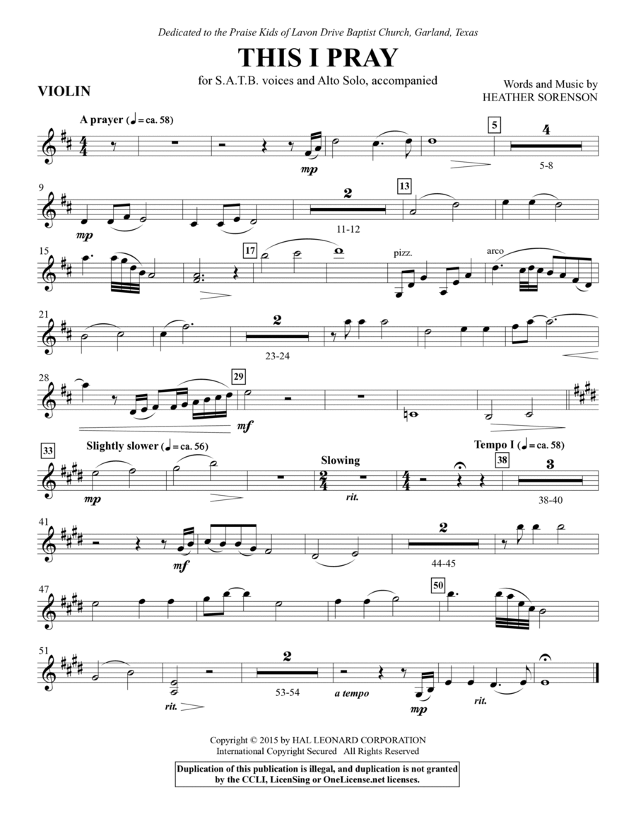 This I Pray - Violin 1 This I Pray - Violin 1 Choir scores gallery preview page 1