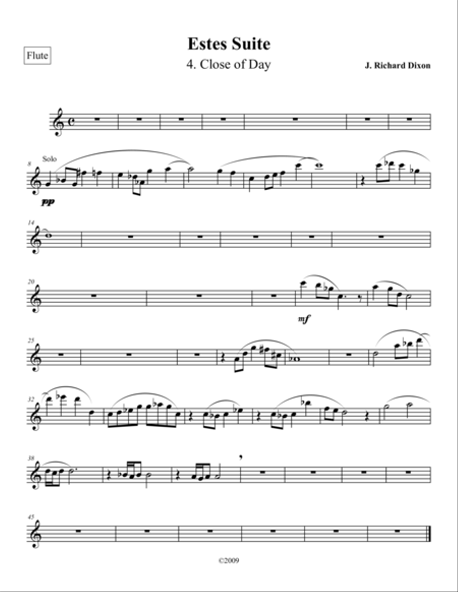 Close of Day, from Estes Suite-Flute Flute Solo scores gallery preview page 1