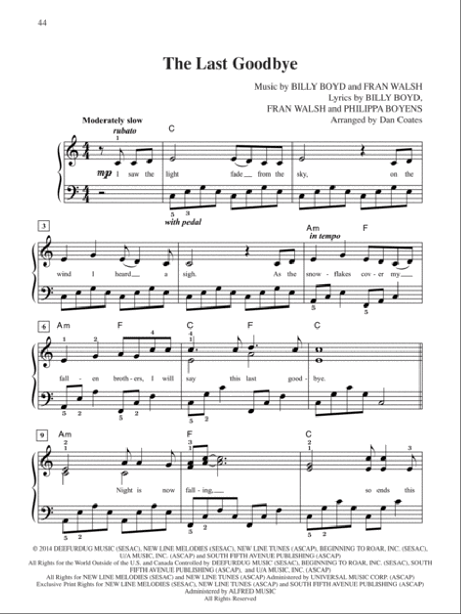 The Hobbit -- The Battle of the Five Armies Easy Piano scores gallery preview page 5